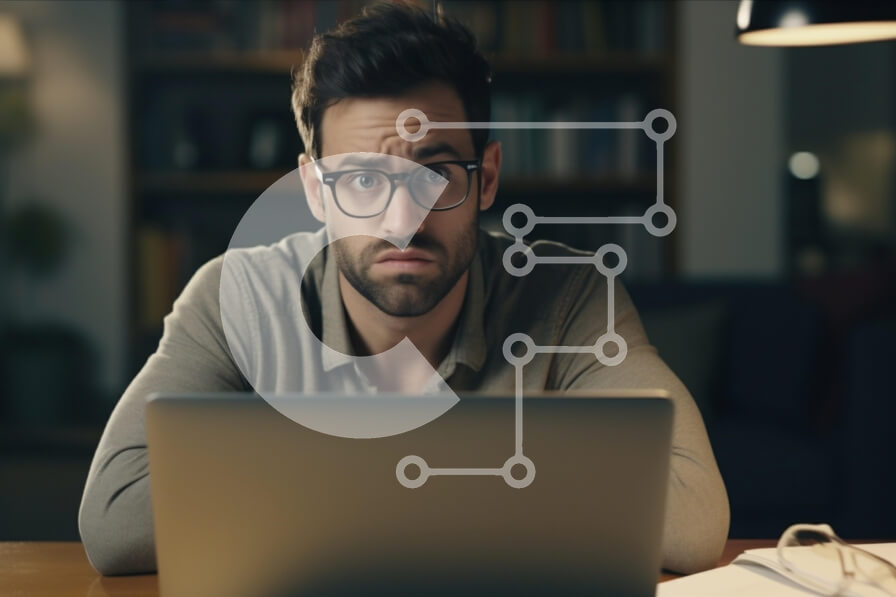 Intra Συλλεκτικό Ξύλινο Παζλ Plywood  4mm - Επικεντρωμένος άνδρας που εργάζεται ή σπουδάζει στο σπίτι Σε Ξύλινο Κουτί - Διαστάσεις Puzzle: 10x10 cm – 25 κομμάτια