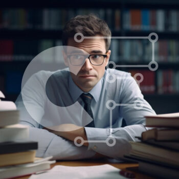 Intra Συλλεκτικό Ξύλινο Παζλ Plywood  4mm - Επικεντρωμένος άνθρωπος που μελετά με βιβλία Σε Ξύλινο Κουτί - Διαστάσεις Puzzle: 10x10 cm – 25 κομμάτια - Image 1