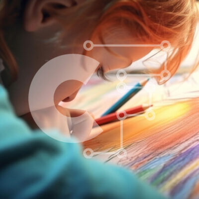 Intra Συλλεκτικό Ξύλινο Παζλ Plywood  4mm - Νεαρό κορίτσι που σχεδιάζει με χρωματιστά μολύβια Σε Ξύλινο Κουτί - Διαστάσεις Puzzle: 10x10 cm – 25 κομμάτια - Image 1