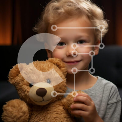 Intra Συλλεκτικό Ξύλινο Παζλ Plywood  4mm - Νεαρό αγόρι που παίζει με το αρκουδάκι Σε Ξύλινο Κουτί - Διαστάσεις Puzzle: 10x10 cm – 25 κομμάτια - Image 1