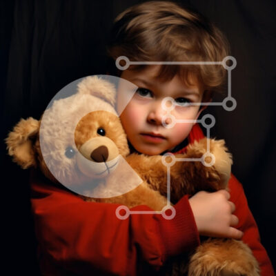 Intra Συλλεκτικό Ξύλινο Παζλ Plywood 4mm - Λυπημένο αγόρι με το αρκουδάκι Σε Ξύλινο Κουτί - Διαστάσεις Puzzle: 10x10 cm – 25 κομμάτια - Image 1