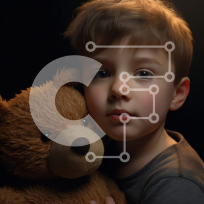 Intra Συλλεκτικό Ξύλινο Παζλ Plywood  4mm - Νεαρό αγόρι που κρατά το αρκουδάκι Σε Ξύλινο Κουτί - Διαστάσεις Puzzle: 10x10 cm – 25 κομμάτια - Image 1