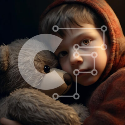 Intra Συλλεκτικό Ξύλινο Παζλ Plywood  4mm - Νεαρό αγόρι που αγκαλιάζει το αρκουδάκι Σε Ξύλινο Κουτί - Διαστάσεις Puzzle: 10x10 cm – 25 κομμάτια - Image 1