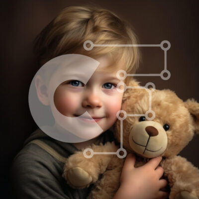 Intra Συλλεκτικό Ξύλινο Παζλ Plywood  4mm - Νεαρό αγόρι που κρατά το αρκουδάκι Σε Ξύλινο Κουτί - Διαστάσεις Puzzle: 10x10 cm – 25 κομμάτια - Image 1