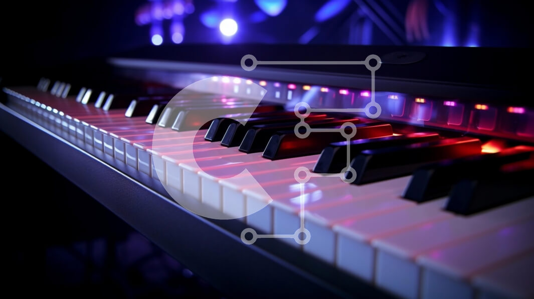 Intra Συλλεκτικό Ξύλινο Παζλ Plywood  4mm - Μαύρο πιάνο με πολύχρωμα φώτα Σε Ξύλινο Κουτί - Διαστάσεις Puzzle: 10x10 cm – 25 κομμάτια