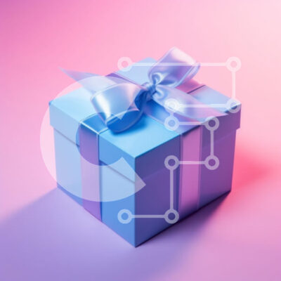 Intra Συλλεκτικό Ξύλινο Παζλ Plywood  4mm - Μπλε κουτί δώρου με μωβ κορδέλα και φιόγκο Σε Ξύλινο Κουτί - Διαστάσεις: 10x10 cm – 25 κομμάτια - Image 1