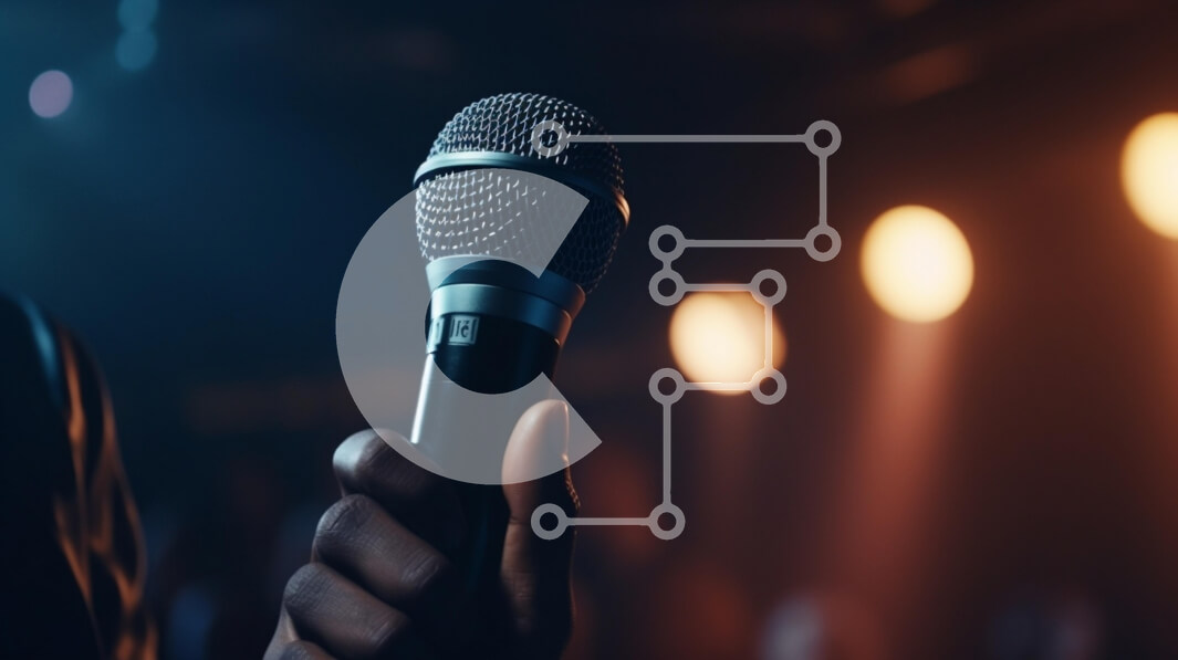 Intra Συλλεκτικό Ξύλινο Παζλ Plywood  4mm - Άτομο που κρατά το μικρόφωνο σε ρύθμιση ζωντανής απόδοσης Σε Ξύλινο Κουτί - Διαστάσεις Puzzle: 10x10 cm – 25 κομμάτια