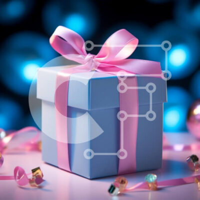 Intra Συλλεκτικό Ξύλινο Παζλ Plywood  4mm - Γιορτινό μπλε κουτί δώρου Σε Ξύλινο Κουτί - Διαστάσεις: 10x10 cm – 25 κομμάτια - Image 1