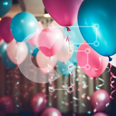 Intra Συλλεκτικό Ξύλινο Παζλ Plywood  4mm - Πολύχρωμα μπαλόνια και σερπαντίνες Σε Ξύλινο Κουτί - Διαστάσεις: 10x10 cm – 25 κομμάτια - Image 1