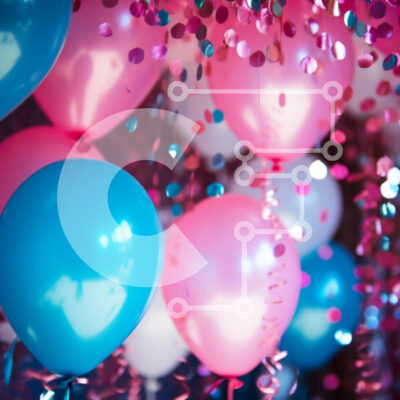 Intra Συλλεκτικό Ξύλινο Παζλ Plywood  4mm - Πολύχρωμα μπαλόνια και κομφετί για μια εορταστική γιορτή Σε Ξύλινο Κουτί - Διαστάσεις: 10x10 cm – 25 κομμάτια - Image 1