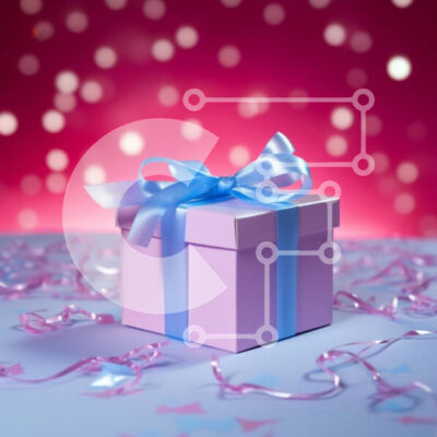 Intra Συλλεκτικό Ξύλινο Παζλ Plywood  4mm - Εορταστικό ροζ κουτί δώρου με κομφετί και στρέμματα Σε Ξύλινο Κουτί - Διαστάσεις Puzzle: 10x10 cm – 25 κομμάτια - Image 1