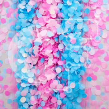 Intra Συλλεκτικό Ξύλινο Παζλ Plywood  4mm - Ροζ και μπλε κουκκίδες κομφετί σε καθαρό επιτραπέζιο Σε Ξύλινο Κουτί - Διαστάσεις Puzzle: 10x10 cm – 25 κομμάτια - Image 1