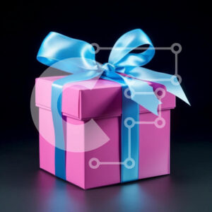 Intra Συλλεκτικό Ξύλινο Παζλ Plywood  4mm - Ροζ Κουτί δώρου με μπλε κορδέλα Σε Ξύλινο Κουτί - Διαστάσεις: 10x10 cm – 25 κομμάτια