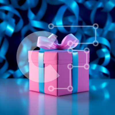 Intra Συλλεκτικό Ξύλινο Παζλ Plywood 4mm - Ροζ κουτί δώρου με πολύχρωμα μπαλόνια Σε Ξύλινο Κουτί - Διαστάσεις Puzzle: 10x10 cm – 25 κομμάτια - Image 1