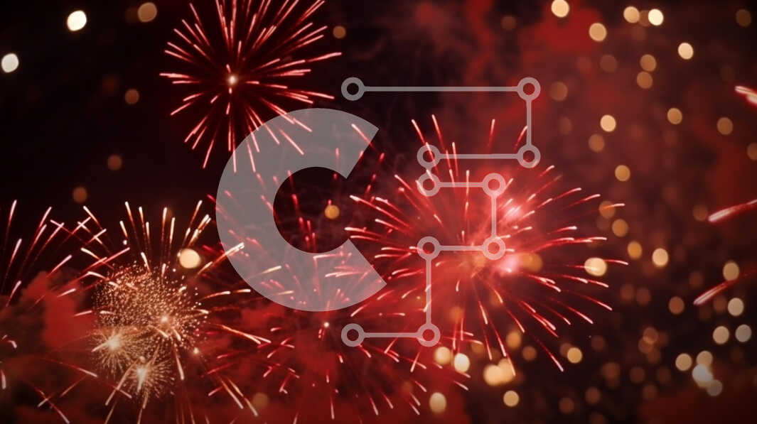 Intra Συλλεκτικό Ξύλινο Παζλ Plywood  4mm - Κόκκινο και άσπρο επίδειξη πυροτεχνημάτων Σε Ξύλινο Κουτί - Διαστάσεις Puzzle: 10x10 cm – 25 κομμάτια