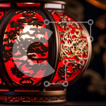 Intra Συλλεκτικό Ξύλινο Παζλ Plywood  4mm - Περίτεχνα σκαλισμένο κόκκινο φωτιστικό σε σκούρο φόντο Σε Ξύλινο Κουτί - Διαστάσεις Puzzle: 10x10 cm – 25 κομμάτια - Image 1