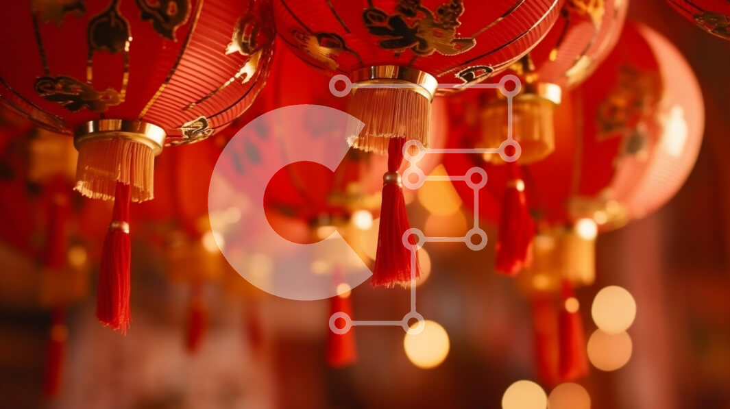 Intra Συλλεκτικό Ξύλινο Παζλ Plywood  4mm - Κόκκινα φανάρια κρεμασμένα για εορταστικές γιορτές Σε Ξύλινο Κουτί - Διαστάσεις Puzzle: 10x10 cm – 25 κομμάτια