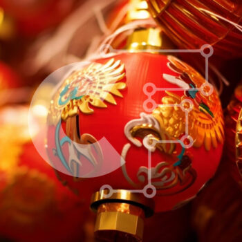 Intra Συλλεκτικό Ξύλινο Παζλ Plywood  4mm - Συλλογή από κόκκινα και χρυσά φανάρια Σε Ξύλινο Κουτί - Διαστάσεις Puzzle: 10x10 cm – 25 κομμάτια - Image 1