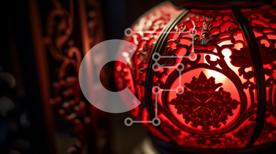 Intra Συλλεκτικό Ξύλινο Παζλ Plywood  4mm - Κόκκινο φωτιστικό με περίτεχνο σχέδιο Σε Ξύλινο Κουτί - Διαστάσεις Puzzle: 10x10 cm – 25 κομμάτια