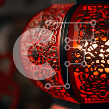 Intra Συλλεκτικό Ξύλινο Παζλ Plywood  4mm - Περίτεχνο κόκκινο φανάρι σε δωμάτιο με χαμηλό φωτισμό Σε Ξύλινο Κουτί - Διαστάσεις Puzzle: 10x10 cm – 25 κομμάτια - Image 1