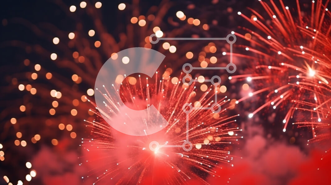 Intra Συλλεκτικό Ξύλινο Παζλ Plywood  4mm - Κόκκινο και άσπρο επίδειξη πυροτεχνημάτων Σε Ξύλινο Κουτί - Διαστάσεις Puzzle: 10x10 cm – 25 κομμάτια