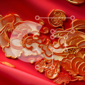 Intra Συλλεκτικό Ξύλινο Παζλ Plywood  4mm - Περίτεχνο κόκκινο ύφασμα με χρυσοκέντημα Σε Ξύλινο Κουτί - Διαστάσεις Puzzle: 10x10 cm – 25 κομμάτια