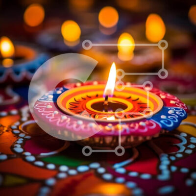 Intra Συλλεκτικό Ξύλινο Παζλ Plywood  4mm - Πολύχρωμα κεριά Diwali Σε Ξύλινο Κουτί - Διαστάσεις: 10x10 cm – 25 κομμάτια - Image 1