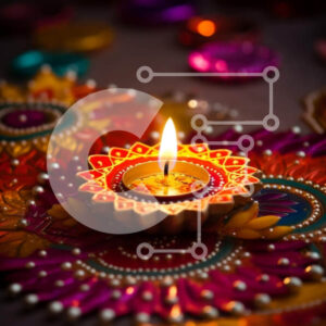 Intra Συλλεκτικό Ξύλινο Παζλ Plywood  4mm - Αναμμένο κερί σε πολύχρωμες διακοσμήσεις για τη γιορτή του Diwali Σε Ξύλινο Κουτί - Διαστάσεις: 10x10 cm – 25 κομμάτια