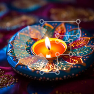 Intra Συλλεκτικό Ξύλινο Παζλ Plywood  4mm - Πολύχρωμο κερί σε περίτεχνο τραπεζομάντιλο Σε Ξύλινο Κουτί - Διαστάσεις: 10x10 cm – 25 κομμάτια - Image 1