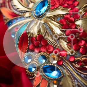 Intra Συλλεκτικό Ξύλινο Παζλ Plywood  4mm - Περίτεχνα διακοσμημένο ύφασμα με λουλούδια, χάντρες και κρύσταλλα Σε Ξύλινο Κουτί - Διαστάσεις Puzzle: 10x10 cm – 25 κομμάτια