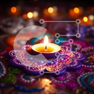 Intra Συλλεκτικό Ξύλινο Παζλ Plywood  4mm - Γιορτή Diwali με αναμμένο κερί Σε Ξύλινο Κουτί - Διαστάσεις: 10x10 cm – 25 κομμάτια - Image 1