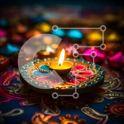 Intra Συλλεκτικό Ξύλινο Παζλ Plywood  4mm - Γιορτές Diwali με αναμμένο κερί και πολύχρωμες διακοσμήσεις Σε Ξύλινο Κουτί - Διαστάσεις: 10x10 cm – 25 κομμάτια - Image 1