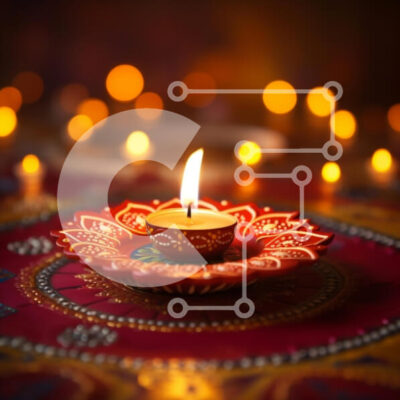 Intra Συλλεκτικό Ξύλινο Παζλ Plywood  4mm - Αναμμένο κερί σε διακοσμητικό τραπέζι για τη γιορτή του Diwali Σε Ξύλινο Κουτί - Διαστάσεις Puzzle: 10x10 cm – 25 κομμάτια - Image 1