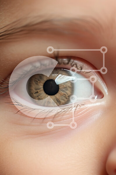 Intra Συλλεκτικό Ξύλινο Παζλ Plywood  4mm - Κοντινό πλάνο του Καστανού ματιού του παιδιού Σε Ξύλινο Κουτί - Διαστάσεις Puzzle: 10x10 cm – 25 κομμάτια