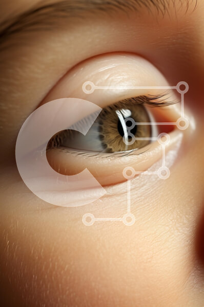 Intra Συλλεκτικό Ξύλινο Παζλ Plywood  4mm - Κοντινό πλάνο του ματιού του παιδιού Σε Ξύλινο Κουτί - Διαστάσεις Puzzle: 10x10 cm – 25 κομμάτια