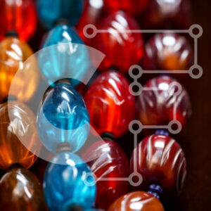 Intra Συλλεκτικό Ξύλινο Παζλ Plywood  4mm - Σύνθεση πολύχρωμες γυάλινες χάντρες Σε Ξύλινο Κουτί - Διαστάσεις Puzzle: 10x10 cm – 25 κομμάτια