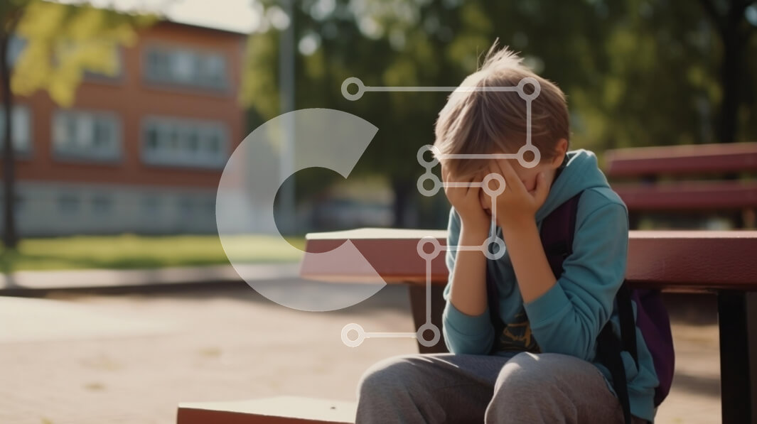 Intra Συλλεκτικό Ξύλινο Παζλ Plywood  4mm - Νεαρό αγόρι που εκφράζει τη θλίψη στον υπαίθριο πάγκο Σε Ξύλινο Κουτί - Διαστάσεις Puzzle: 10x10 cm – 25 κομμάτια