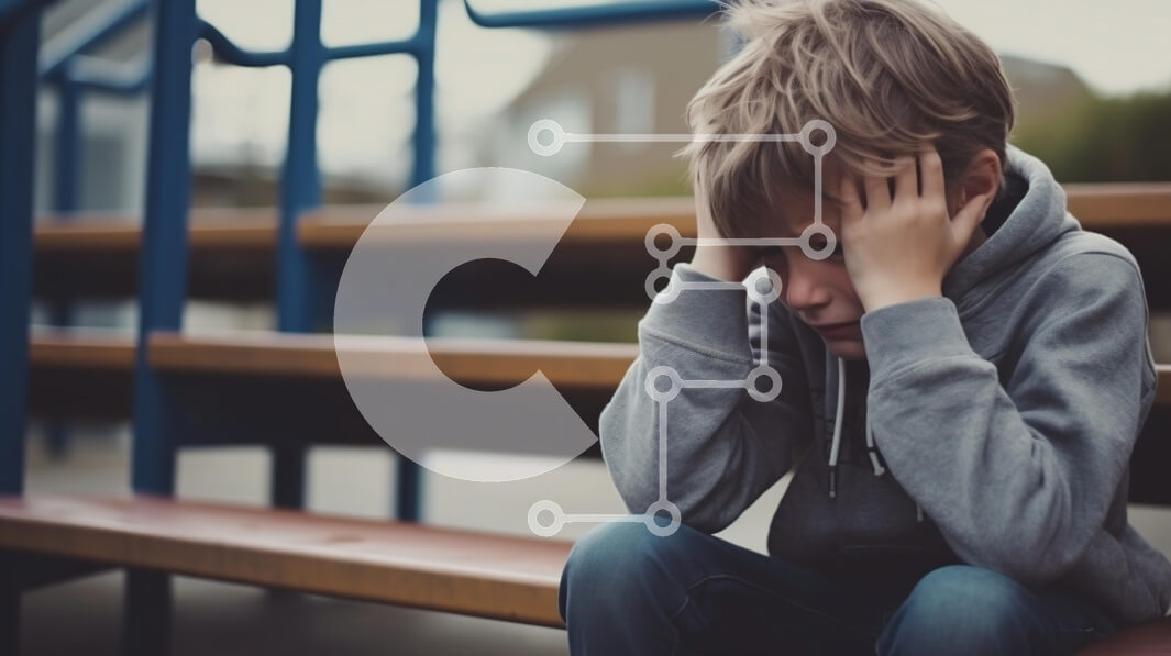 Intra Συλλεκτικό Ξύλινο Παζλ Plywood  4mm - Λυπημένο και καταθλιπτικό νεαρό αγόρι που κάθεται στον πάγκο Σε Ξύλινο Κουτί - Διαστάσεις Puzzle: 10x10 cm – 25 κομμάτια