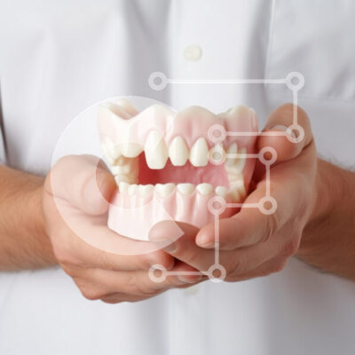 Intra Συλλεκτικό Ξύλινο Παζλ Plywood  4mm - Άνδρας που κρατά ροζ οδοντιατρικό μοντέλο Σε Ξύλινο Κουτί - Διαστάσεις Puzzle: 10x10 cm – 25 κομμάτια - Image 1