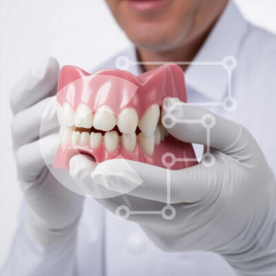 Intra Συλλεκτικό Ξύλινο Παζλ Plywood  4mm - Επαγγελματίας Οδοντίατρος που δείχνει το μοντέλο δοντιών Σε Ξύλινο Κουτί - Διαστάσεις Puzzle: 10x10 cm – 25 κομμάτια - Image 1