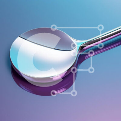 Intra Συλλεκτικό Ξύλινο Παζλ Plywood  4mm - Ασημένιο και μωβ κουτάλι σε πολύχρωμο φόντο Σε Ξύλινο Κουτί - Διαστάσεις: 10x10 cm – 25 κομμάτια - Image 1