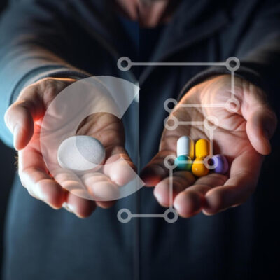 Intra Συλλεκτικό Ξύλινο Παζλ Plywood 4mm - Χέρια που κρατούν μια γκρίζα πέτρα και πολύχρωμες κάψουλες Σε Ξύλινο Κουτί - Διαστάσεις Puzzle: 10x10 cm – 25 κομμάτια - Image 1