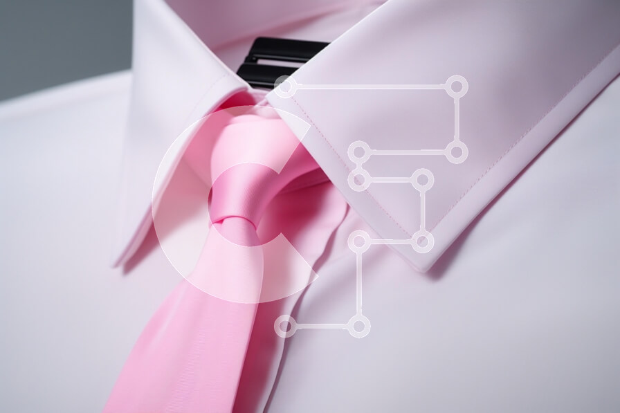 Intra Συλλεκτικό Ξύλινο Παζλ Plywood  4mm - Κοντινό πλάνο ενός πουκάμισου και γραβάτας ροζ φορέματος Σε Ξύλινο Κουτί - Διαστάσεις Puzzle: 10x10 cm – 25 κομμάτια