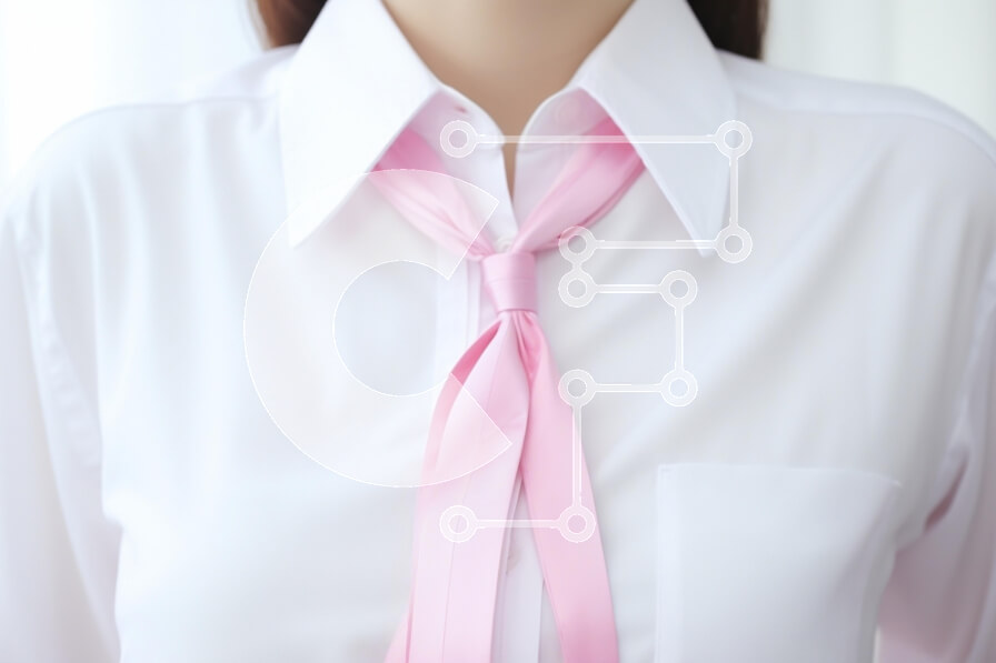 Intra Συλλεκτικό Ξύλινο Παζλ Plywood  4mm - Κοντινό πλάνο ενός λευκού πουκάμισου με ροζ κορδέλα Σε Ξύλινο Κουτί - Διαστάσεις Puzzle: 10x10 cm – 25 κομμάτια