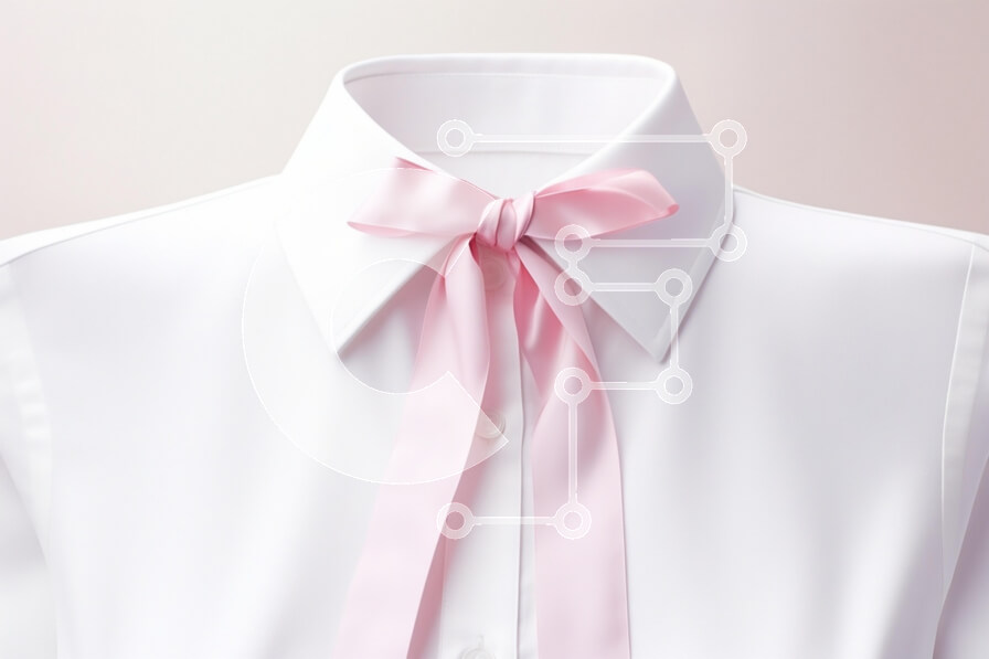 Intra Συλλεκτικό Ξύλινο Παζλ Plywood  4mm - Κομψή λευκή μπλούζα με φιόγκο από ροζ κορδέλα Σε Ξύλινο Κουτί - Διαστάσεις Puzzle: 10x10 cm – 25 κομμάτια