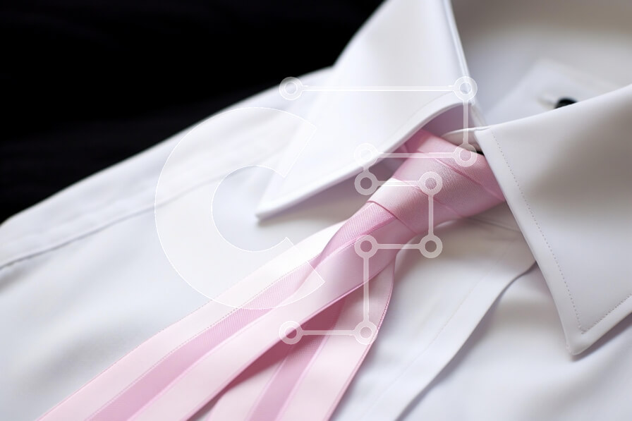 Intra Συλλεκτικό Ξύλινο Παζλ Plywood  4mm - Κοντινό πλάνο ενός λευκού πουκάμισου φορέματος με ροζ γραβάτα Σε Ξύλινο Κουτί - Διαστάσεις Puzzle: 10x10 cm – 25 κομμάτια