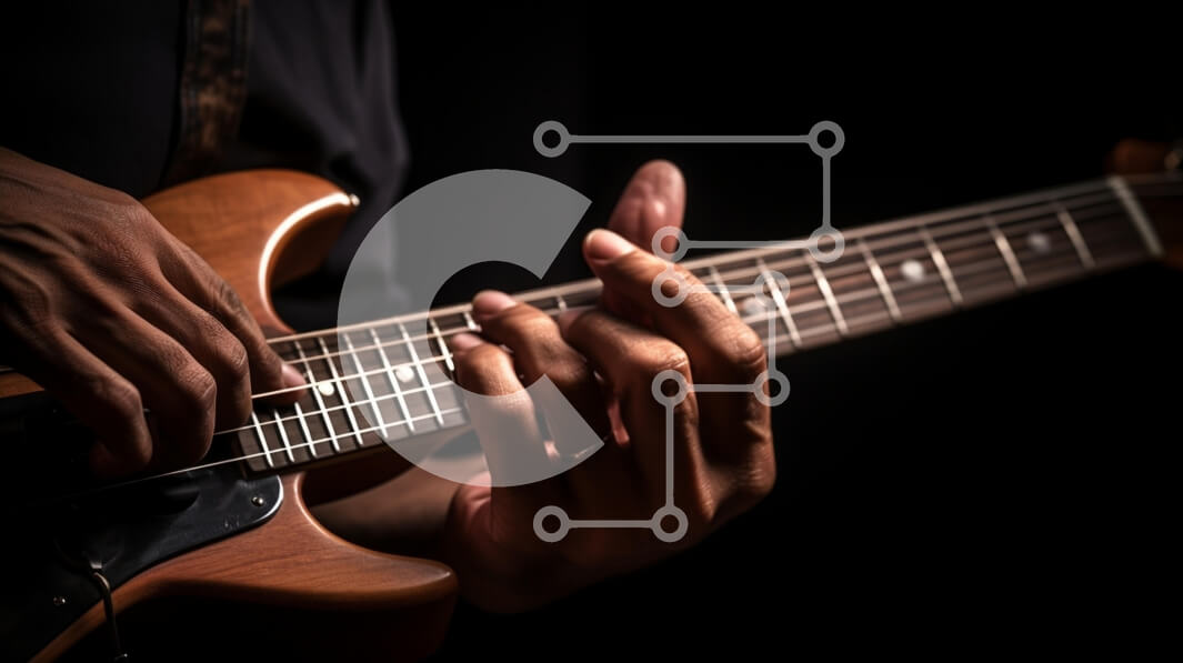 Intra Συλλεκτικό Ξύλινο Παζλ Plywood  4mm - Κοντινό πλάνο των χεριών που παίζουν κιθάρα Σε Ξύλινο Κουτί - Διαστάσεις Puzzle: 10x10 cm – 25 κομμάτια