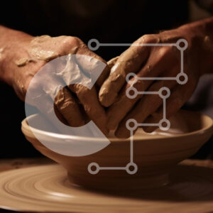 Intra Συλλεκτικό Ξύλινο Παζλ Plywood  4mm - Διαδικασία κατασκευής κεραμικής με πηλό που διαμορφώνει τα χέρια Σε Ξύλινο Κουτί - Διαστάσεις Puzzle: 10x10 cm – 25 κομμάτια