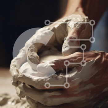 Intra Συλλεκτικό Ξύλινο Παζλ Plywood  4mm - Χέρια που διαμορφώνουν τον πηλό στην αγγειοπλαστική Σε Ξύλινο Κουτί - Διαστάσεις Puzzle: 10x10 cm – 25 κομμάτια - Image 1