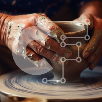 Intra Συλλεκτικό Ξύλινο Παζλ Plywood 4mm - Artisan Hands Shaping Clay on a Potter's Wheel Σε Ξύλινο Κουτί - Διαστάσεις Puzzle: 10x10 cm – 25 κομμάτια - Image 1